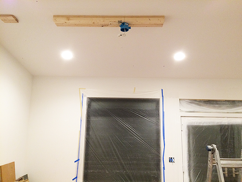 Diy Faux Wood Beams Stagg Design, Can You Hang A Ceiling Fan From Faux Beam